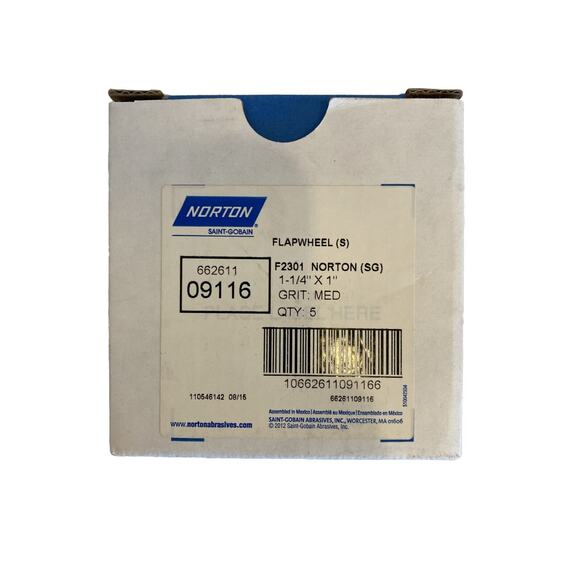 Norton Flapwheel F2301 1 1/41 x 1 SG 662611 09116 Medium Grit Small 18 Count - Picture 4 of 4